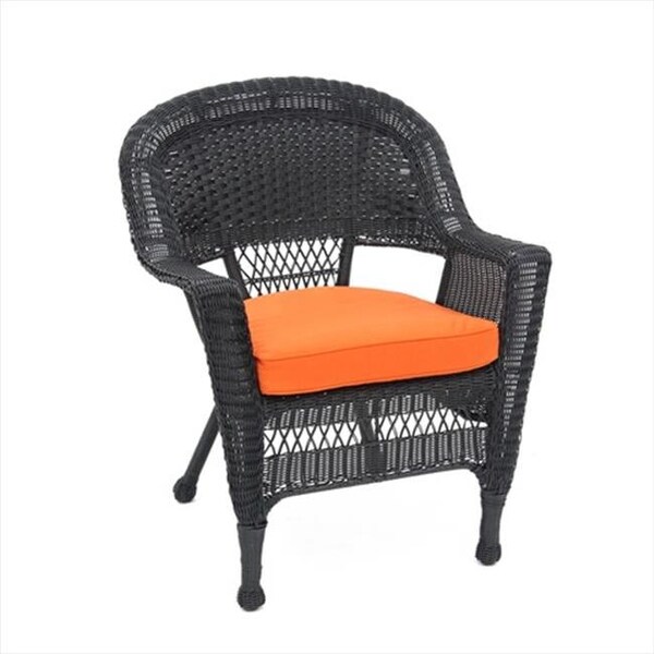Jeco Jeco W00207-C-FS016 Black Wicker Chair With Orange Cushion W00207-C-FS016 - main